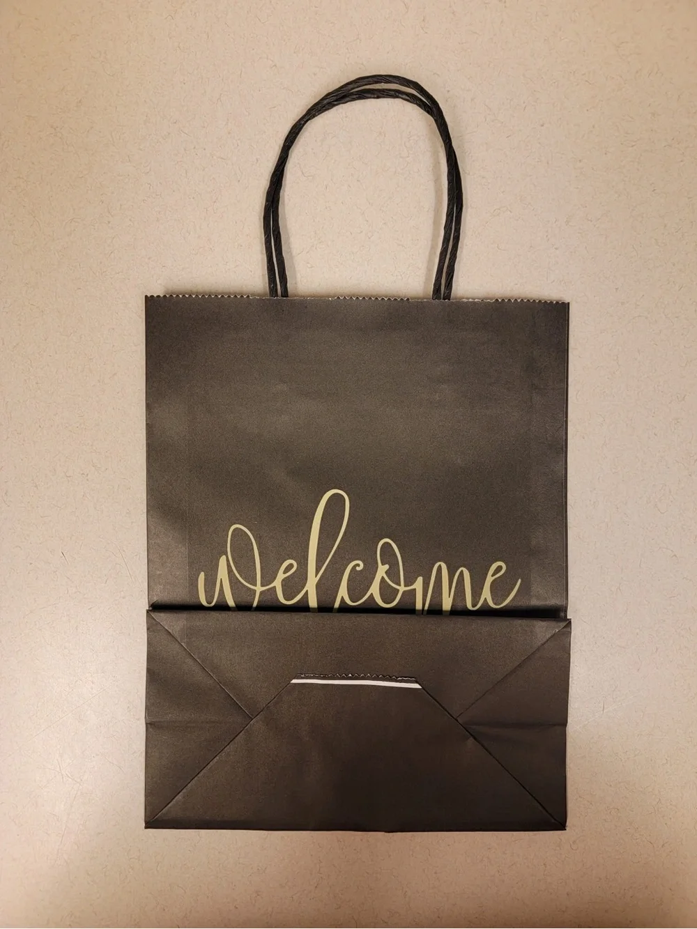 Set of 14 - Black 'Welcome' Gift Bags with Gold Script